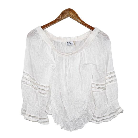 27 Miles Malibu off the Shoulder Blouse in Sheer White Women's Size Small - Picture 5 of 8